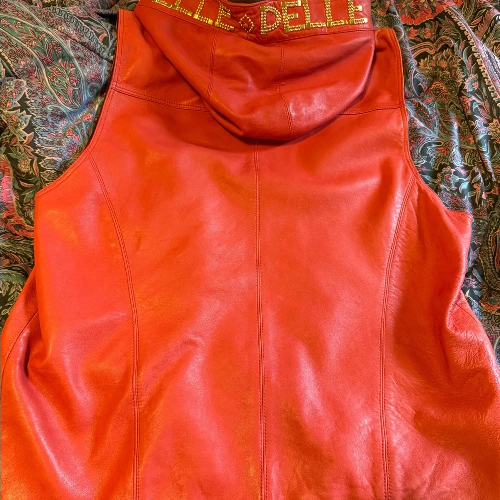 Pelle Pelle Red Leather Jacket with Gold Accents - Picture 4 of 5